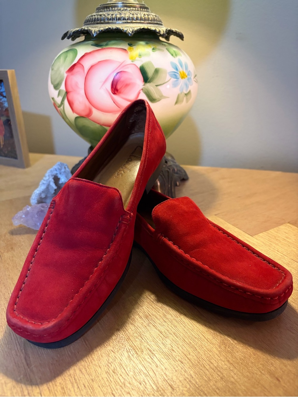 Clark’s Red Suede Loafers - Classic Slip-On Style